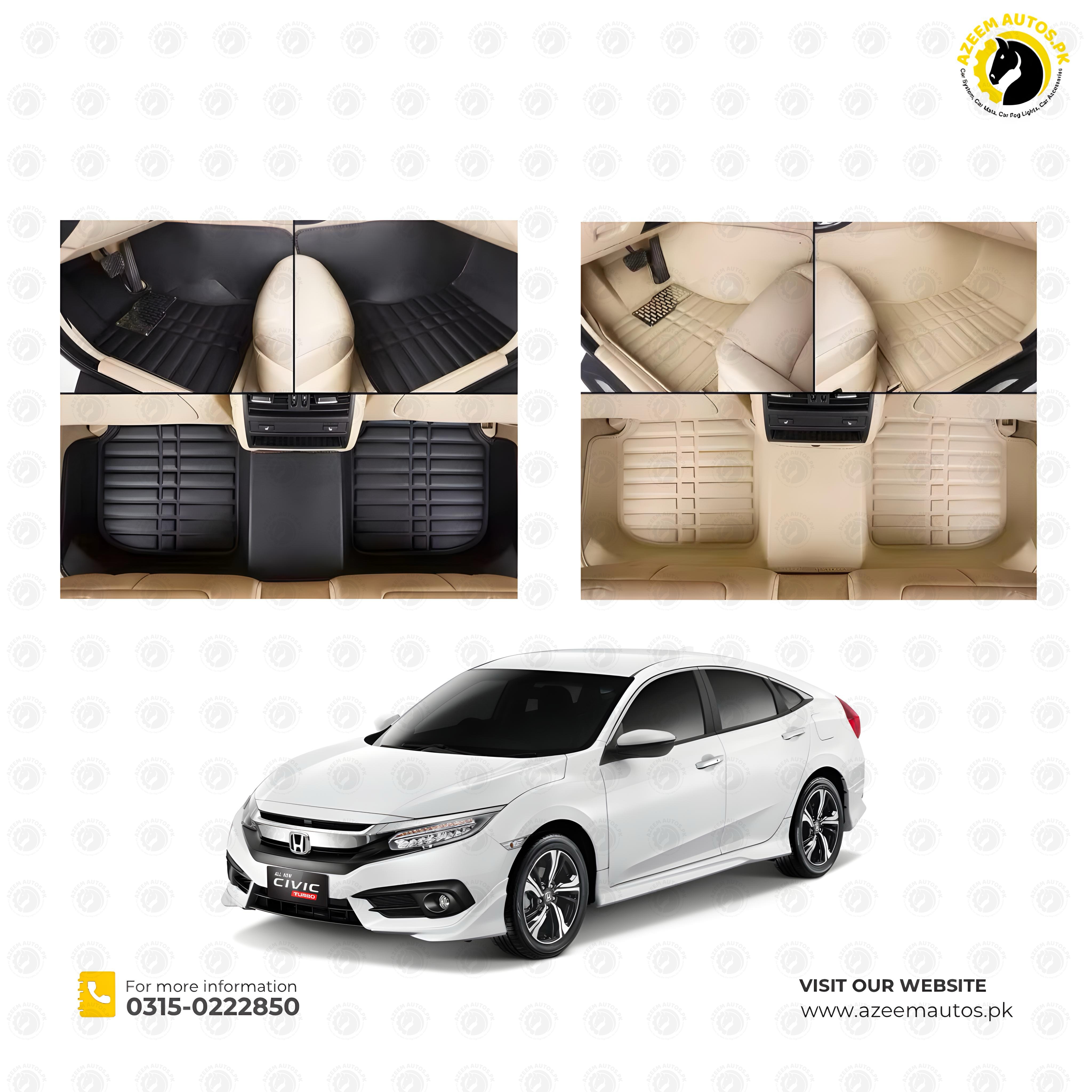 Honda Civic 5D Custom Floor Mat 3 Pcs - Model 2016-2022