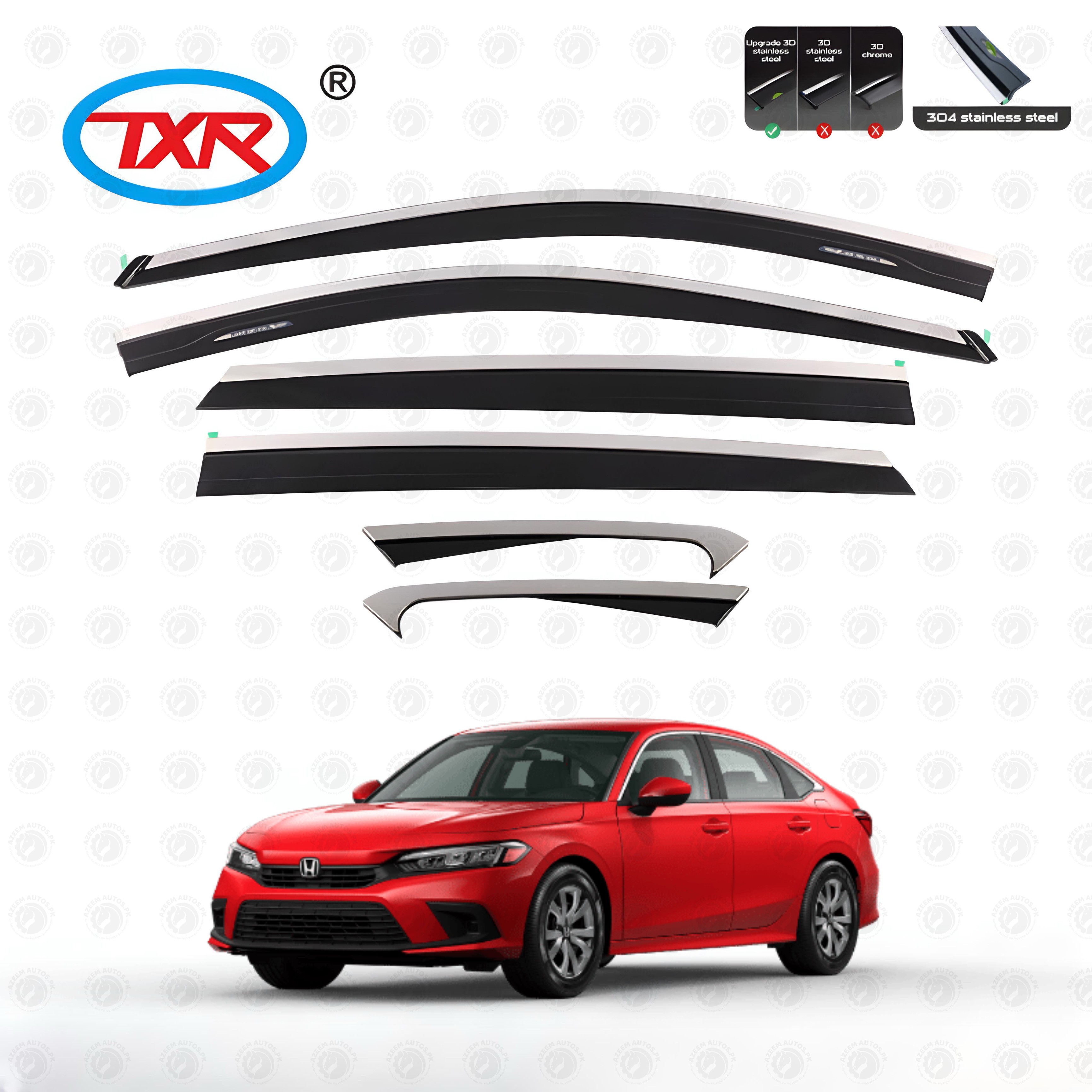 Honda Civic (2022-2024) 6 Pec Air Press/Sunvisor Txr With Chrome Model 2019-2021